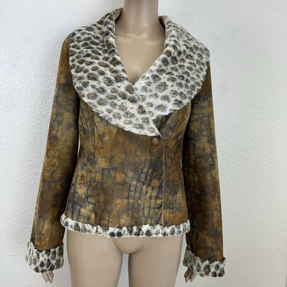 Joseph Ribkoff Jacket Animal Print Reptile Mix Faux Fur Fall Winter Jacket Money